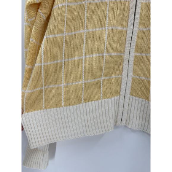 FIA Italia Vintage Knit Jacket Womens XL Yellow White Windowpane Full Zip Collar - Picture 3 of 16